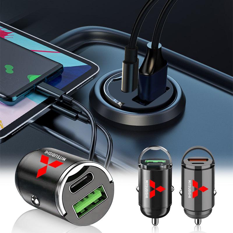 jbvr8 1PCS Phone Hidden Fast Charging Convert Plug Car Charger USB Type C Emblem For Mitsubishi ASX Lancer 10 Pajero Outlander L200
