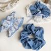 Korean High Ponytail Tencel Denim Floral Headdress Hair Ring