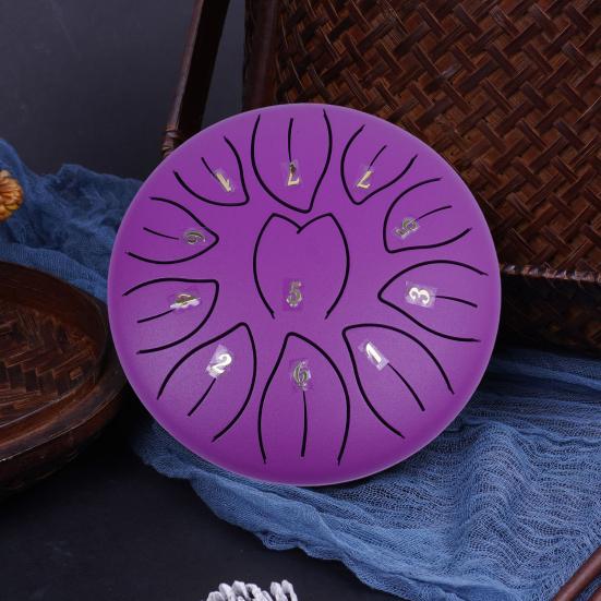 Стальной язычковый барабан 6 дюймов 11 тонов Эфирный дождевой барабанный инструмент для медитации йоги исцеления звуком хэндпан сталь с молоточками для начинающих перкуссионная рука