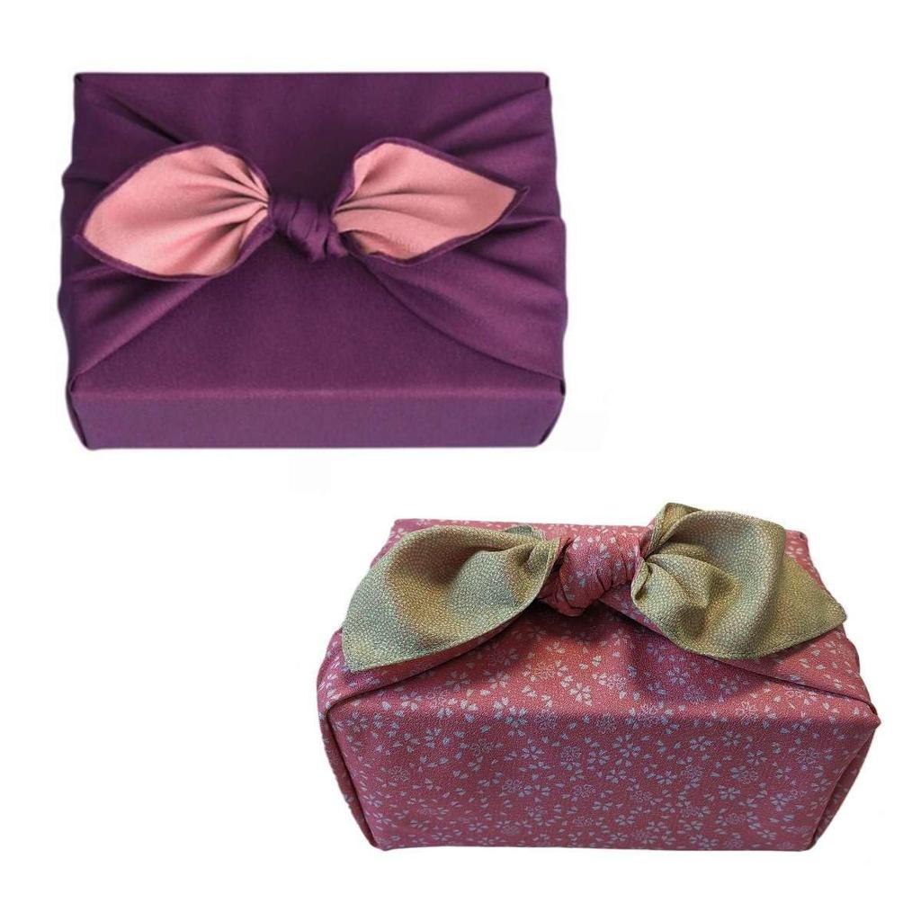 Furoshiki 2-piece set 70cm reversible double-sided dyed stitched on all four sides Japanese pattern stylish two widths bento wrapping gift bottle bag