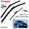 3 шт. щетки стеклоочистителя для VW GOLF 6 хэтчбек 2009-2012 24 "19" 11" подходят для переднего лобового стекла, щетки для окон, резак, аксессуары 2009 2010 2011 2012