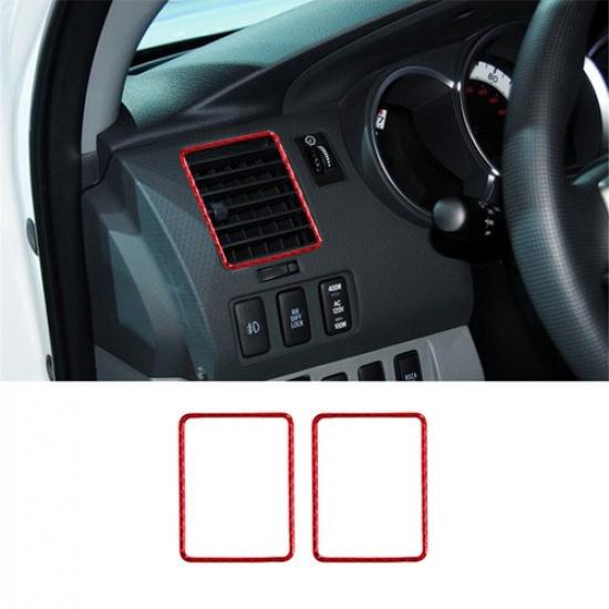 2Pcs Red Carbon Fiber Interior Side Air Vent Outlet Cover Trim For Toyota Tacoma