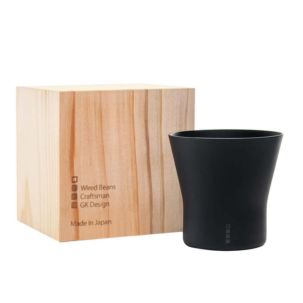 Wired Beans Eternal Rocks In a Japanese Cedar Box Glass, 270ml, (Black Matte)