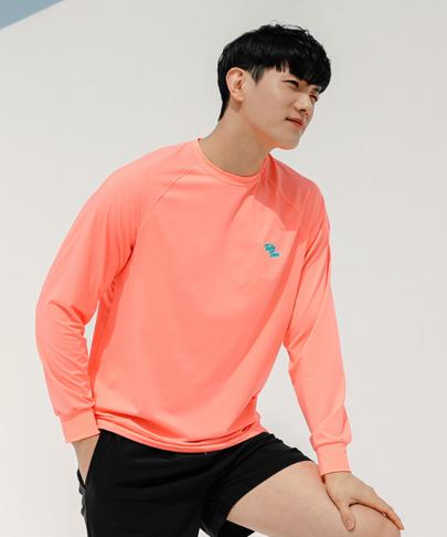 Tyubeuteuli Men'S Basic Loose Fit Long Sleeve Rash Guard A603 Peach