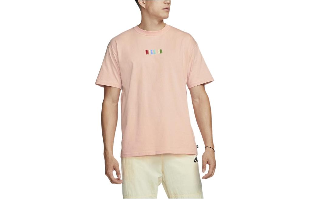 Nike T Shirts Men's Orange Pink Crew Neck Moderate Straight Fit DQ1859-800