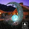 Solar Lights Outdoor - Garden Decorative Moon Solar Lights with Fairy Outdoor Metal Crackle Glass Globe Stake Garden Decor for Pathway, Lawn,Yard