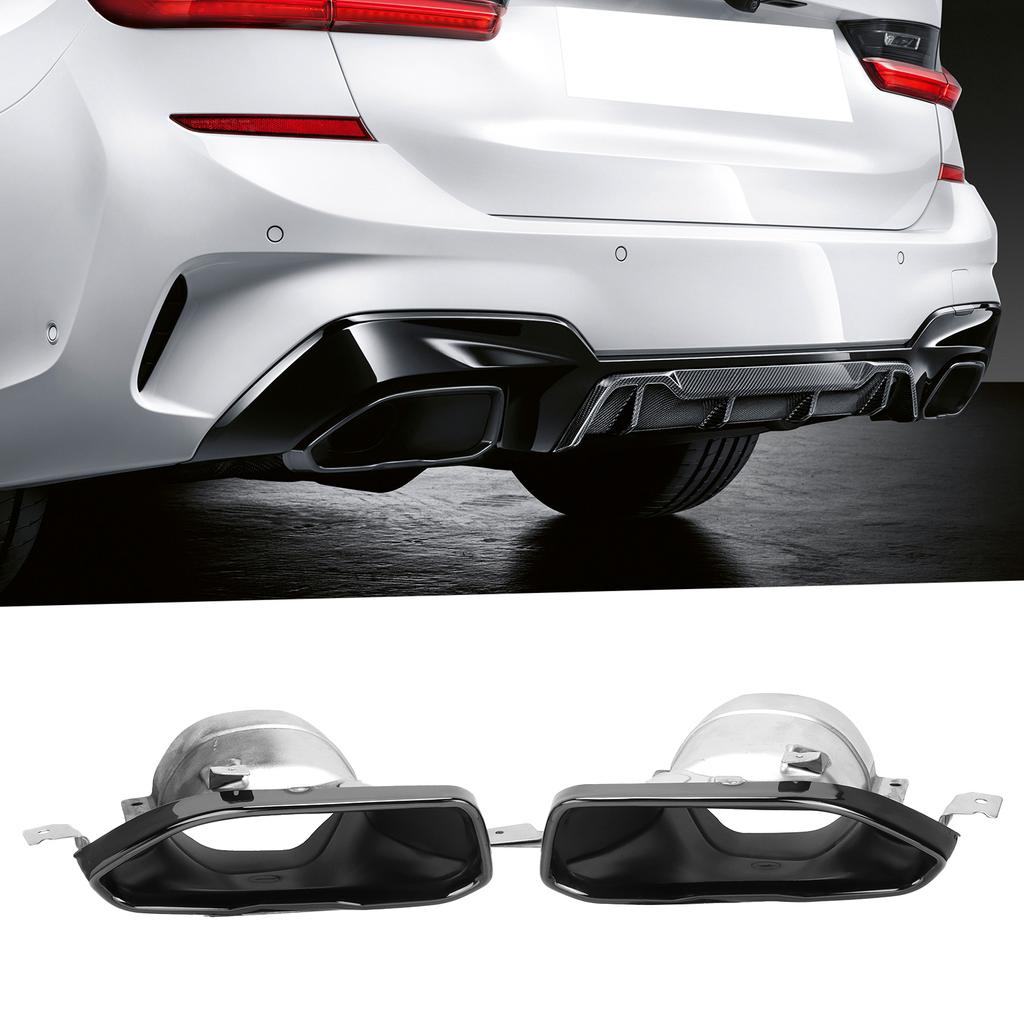 Exhaust Muffler Tips Set End Pipe Trim Replacement for 3 Series 0 1 M Sport M340 2019‑2021