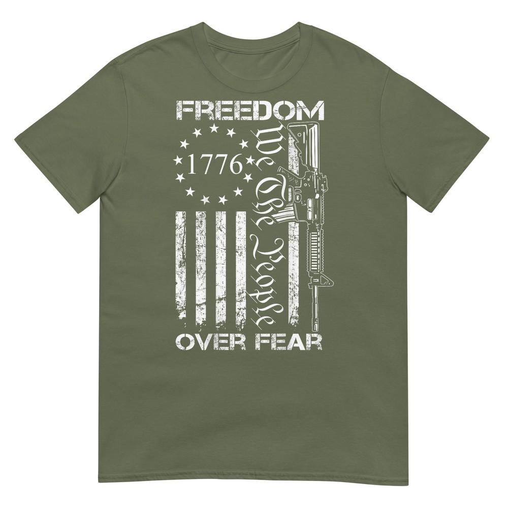 Freedom Over Fear Pro Gun Usa Flag 2nd Aunisexdunisext (On Back) Tshirt