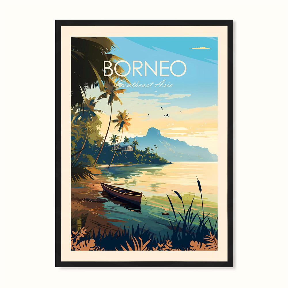 Borneo Traditional Travel Print Borneo Travel Poster Southeast Asia Poster Asia Coast Art Island Poster Phuket Thailand Canvas
