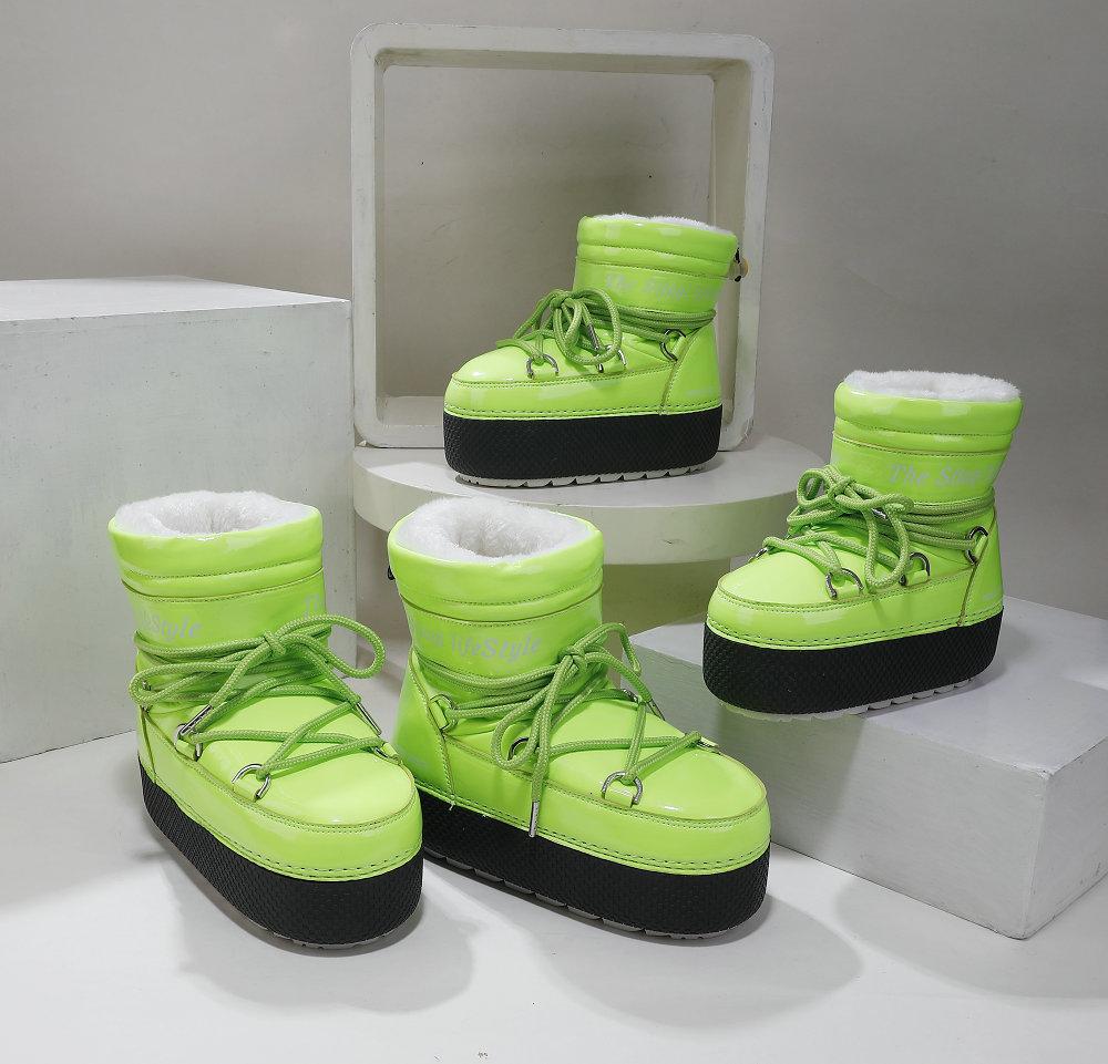 Девятицветные ботинки-луноходы с принтом снежинок, на заказ, для родителей и детей, для путешествий, катания на лыжах, средней высоты, водонепроницаемые, теплые и морозостойкие зимние ботинки