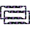 Фиолетовые рамки для номерных знаков с отпечатками лап собаки и кошки, 2 шт., декоративные накладки для номерных знаков с галактическим рисунком, милые фиолетовые автомобильные аксессуары, алюминиевые номерные знаки