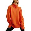 Women Sweater Tops High Collar Long Sleeve Solid Color Loose Fit Knitting Tops Autumn Winter Pullover Tops Daily Wear