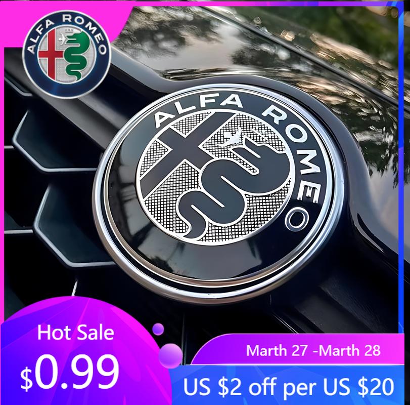 Для Alfa Romeo 2026 Горячая наклейка 2 шт. 6 цветов для Alfa Romeo 156 166 Giulietta Stelvio 4C MITO 156 Giulia Sportiva 74 мм Автомобильная передняя H