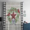 Christmas Berries Cardinals Wood Grain Sheer Curtains For Kids Bedroom Living Room Voile Curtains Xmas Kitchen Tulle Curtain