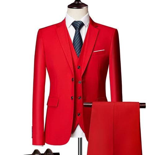 Black Grey Blue Wedding Suits Men Elegant Blazers Set Three Pieces Luxury Business Formal Vest Pants Full Coats Jackets