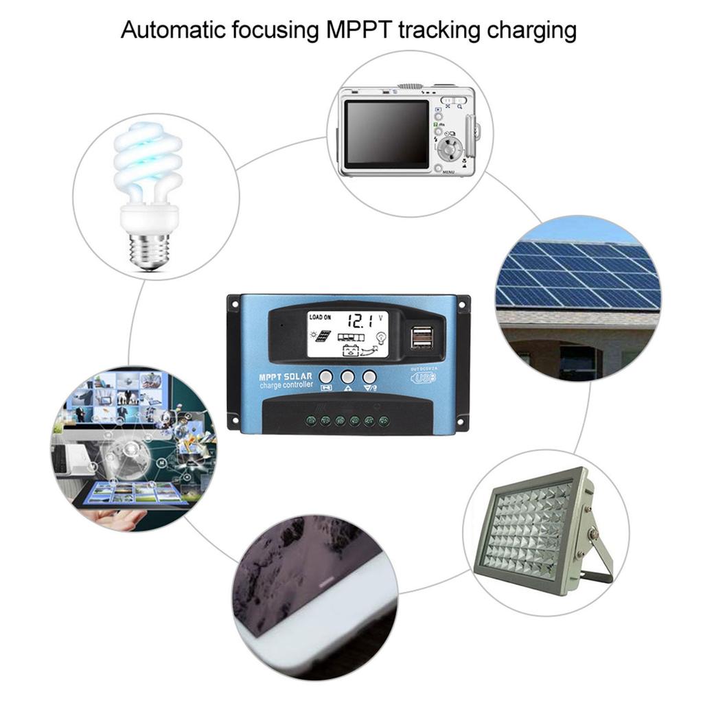 MPPT 40/50/60/100A Солнечный контроллер Dual USB LCD Display 12V 24V MPPT Солнечный контроллер батареи Солнечный контроллер