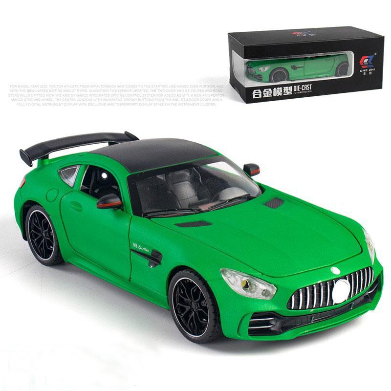 1/24 BENZ GTR литая модель автомобиля с высокой имитацией, игрушка со звуком и светом, инерционные транспортные средства, декоративные игрушки для детей, подарок