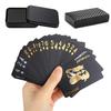 Samkos Playing Cards 54 Pieces Plastic Magic Playing Cards Black Gold Waterproof Gold Foil Playing Cards Party Gathering Game Storage Case Included of