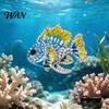 Abundance Symbol Brooch Pin Enamel Finish Rhinestones Inlay Tropical Fish Design Dazzling Alloy Electroplated Base Suits Coats Sweaters Badge