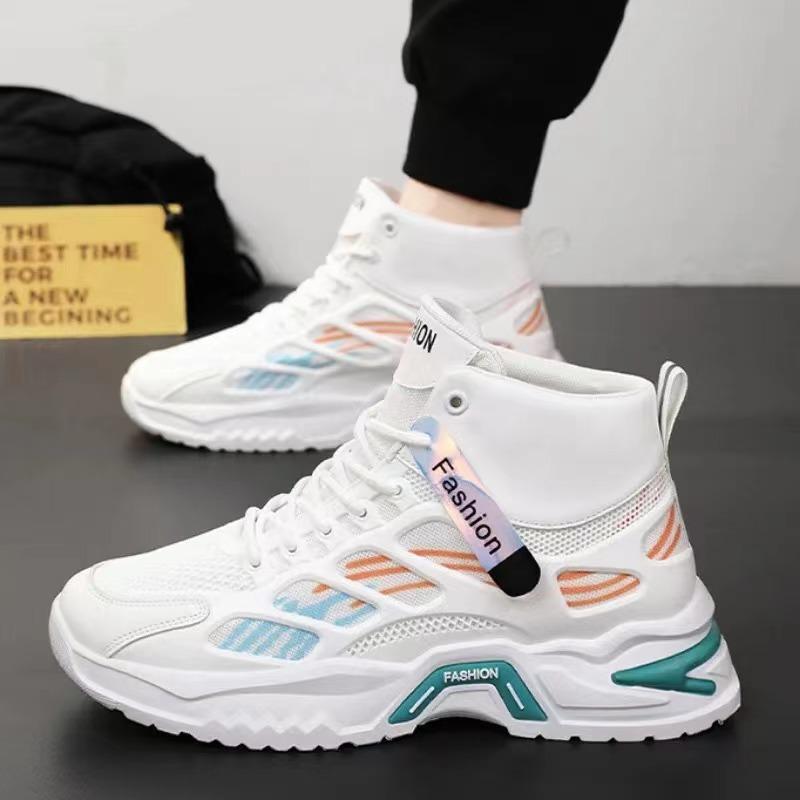 Men's High Top Sneakers Summer Breathable Air-cushion Running Shoes Male Ankle Boots Fashion Designer Non Slip Tennis Shoes