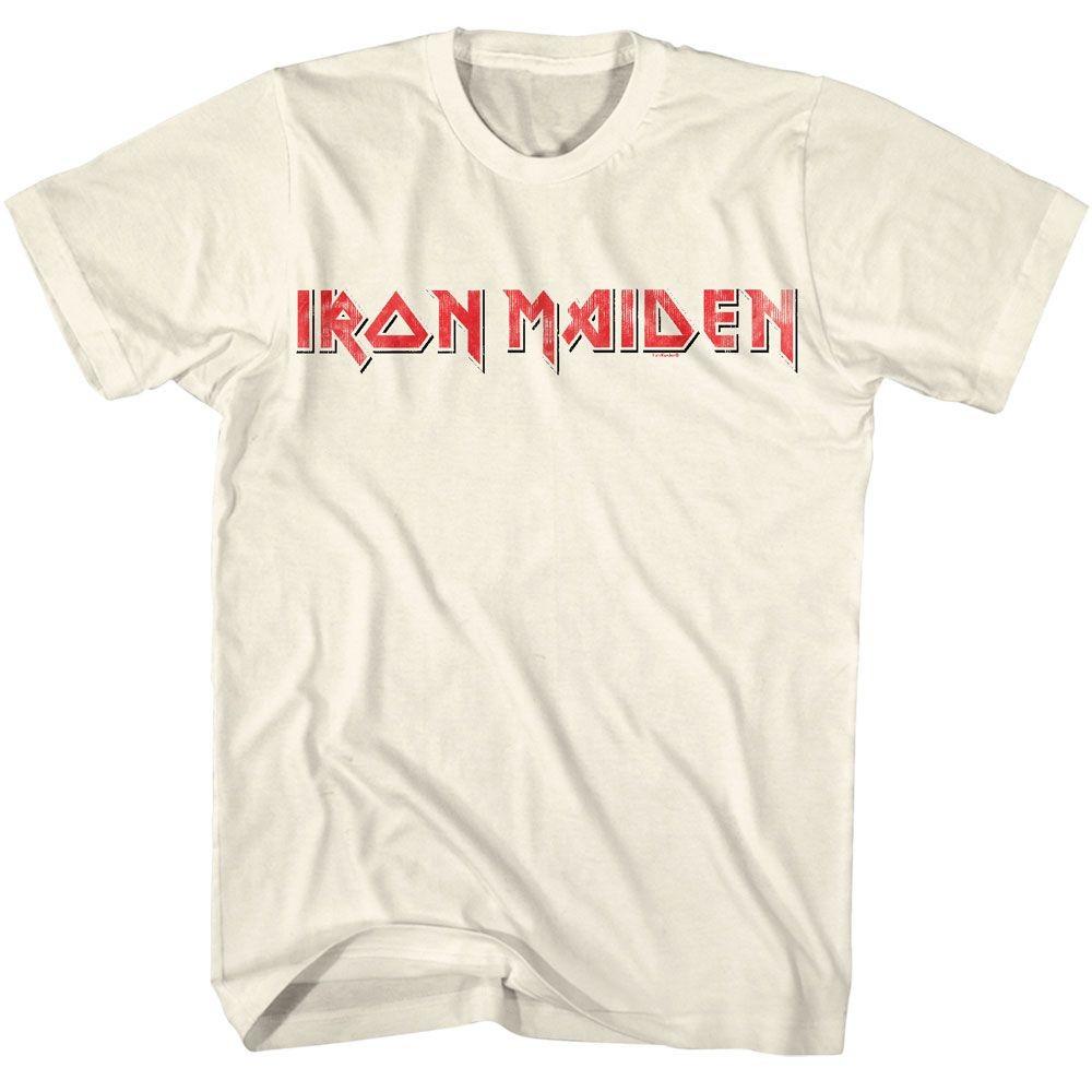 Музыкальная футболка Iron Maiden с красно-черным логотипом
