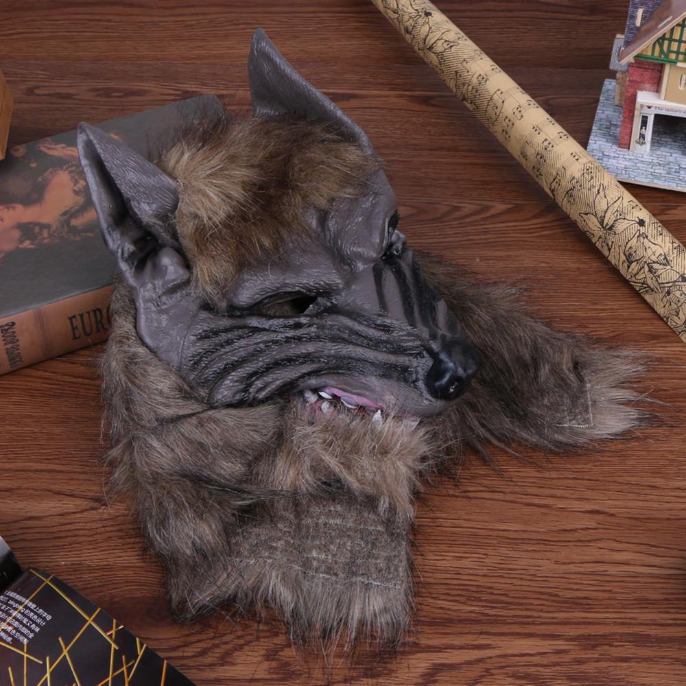 Хэллоуин жуткая резиновая грива животного оборотень голова волка маска голова Хэллоуин маскарад косплей маска костюм для вечеринки реквизит