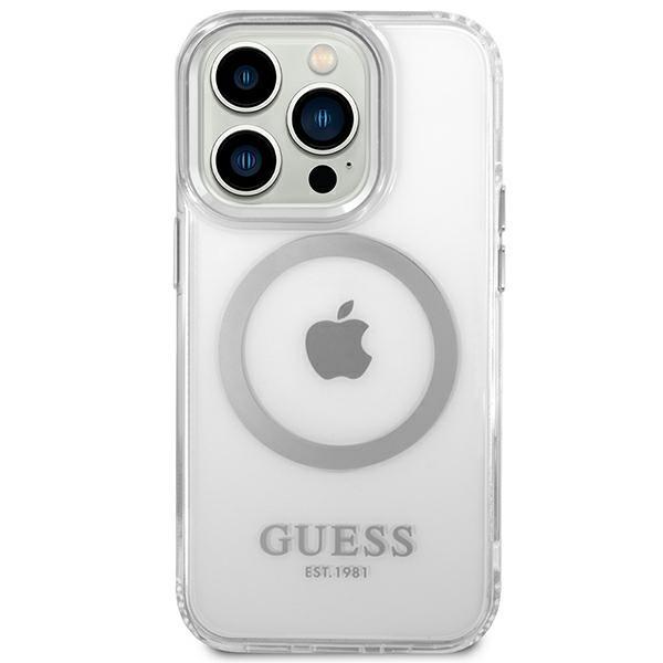Guess Guhmp14Xhtrms Iphone 14 Pro Max 6,7 Srebrny/Silver Hard Case Metal Outline Magsafe