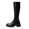 Cowhide Version~ Leather Thick-soled High Knight Boots, Small Man But Knee Boots, Fat Mm Long Boots, Elastic and Thin Boots