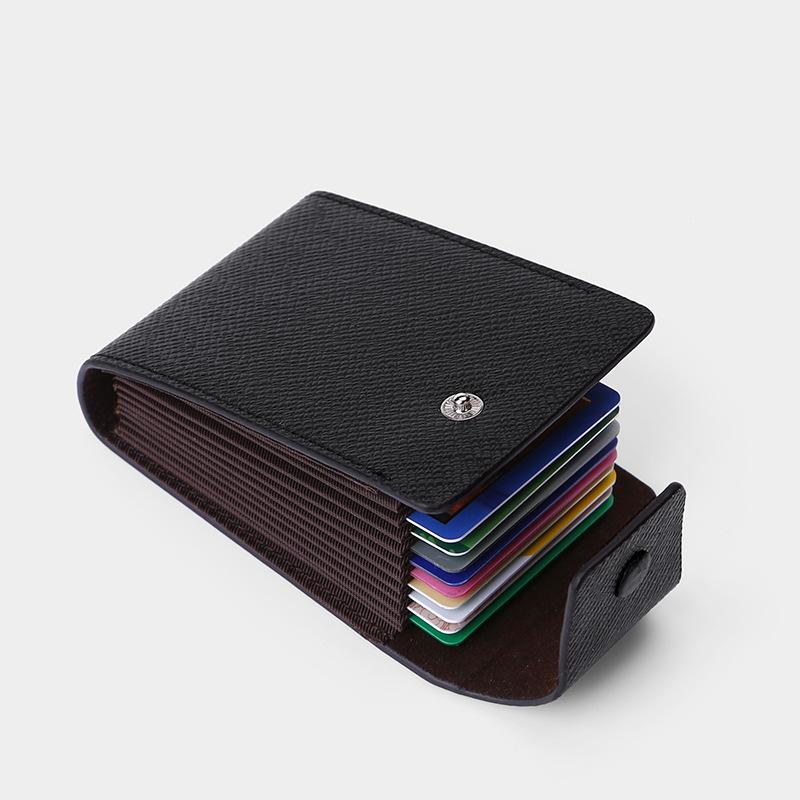 Визитница для мужчин Hasp Close Card Case Черная кожаная мини-визитница