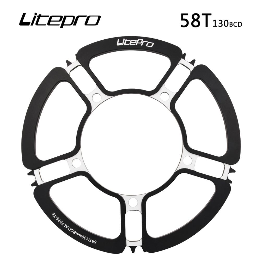 Litepro 53T Лепестковая звезда 56 58T 5-лучевой Алюминиевый сплав Шатунный set Складной велосипед 130BCD Звезда Цепная звезда