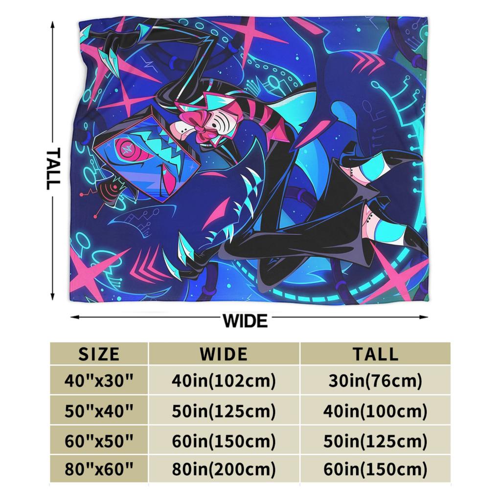 Warm BlanketBoy Girl Camping Vox Alastor Hazbin Hotels Throw Blanket Flannel Bedspread For Couch Chair Funny Sofa Bed Cover