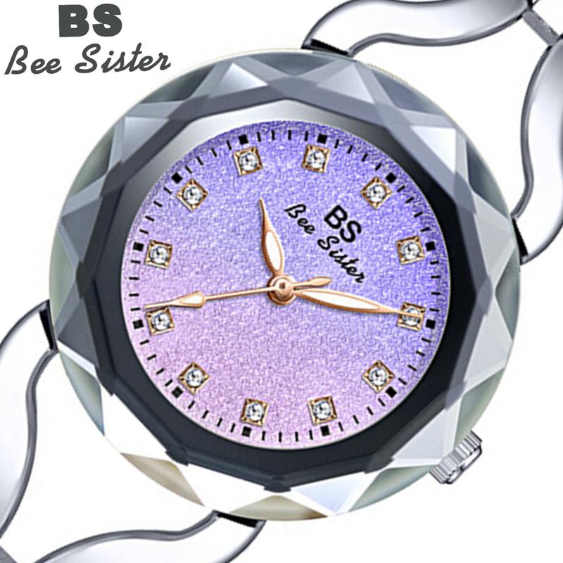 BEE SISTER BS Ladies Starry Sky Wrist Watches Dress Gold Watch Women Crystal Diamond Watches Stainless Steel Silver Clock Women Femme Quartz Watches