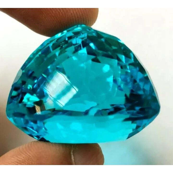 Blue Topaz Large Swiss Brazilian Trillion Cut 85+ Ct Beautiful Gemstone