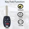 Брелок подходит для Honda Accord 2008 2009 2010 2011 2012 (Только для седанов) / Пилот 2009 2010 2011 2012 2013 2014 2015 KR55WK49308 Головка Пульта Дистанционного Управления Ключ