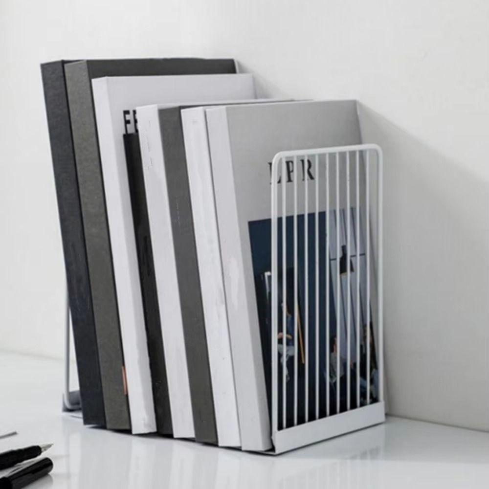 Sturdy Metal Bookends Hollow Document Holder Durable Desktop Bookshelf Home