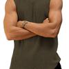 Men Summer Vest Round Neck Sleeveless Knitting Vest Solid Color Loose Fit Bodybuilders Gym Camisole Streetwear