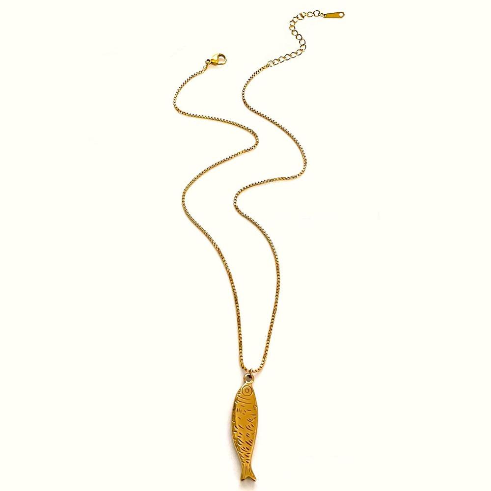 Золотая мини-рыбка ожерелье из нержавеющей стали океан стиль пляжная цепочка чокер отпуск
