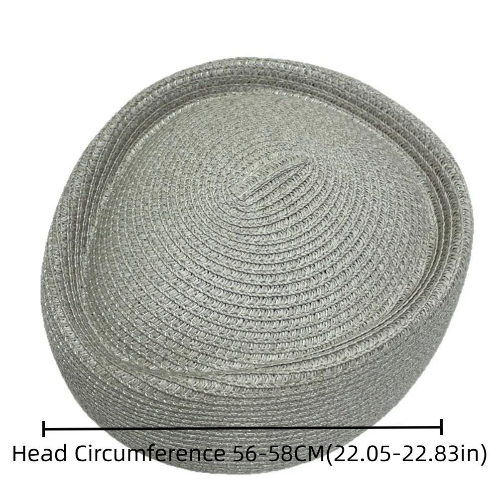 Women Elegant Straw Beret Hat Classic Handmade Flight Attendant Hat Teardrop Simple Vintage Sun Hat Beach Visor