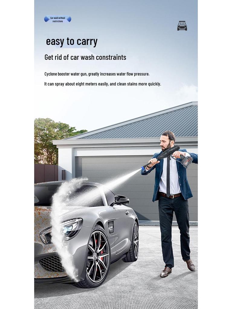 Портативная беспроводная автомойка высокого давления с литиевой батареей