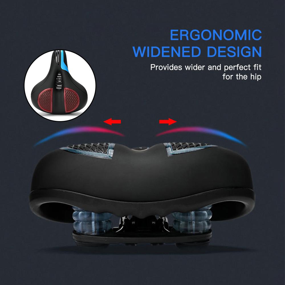 Shock Absorbing Wide Bike Seat Bicycle Saddle with Tool Waterproof Breathable Hollow Bicycle Seat Cushion Mountain Bike