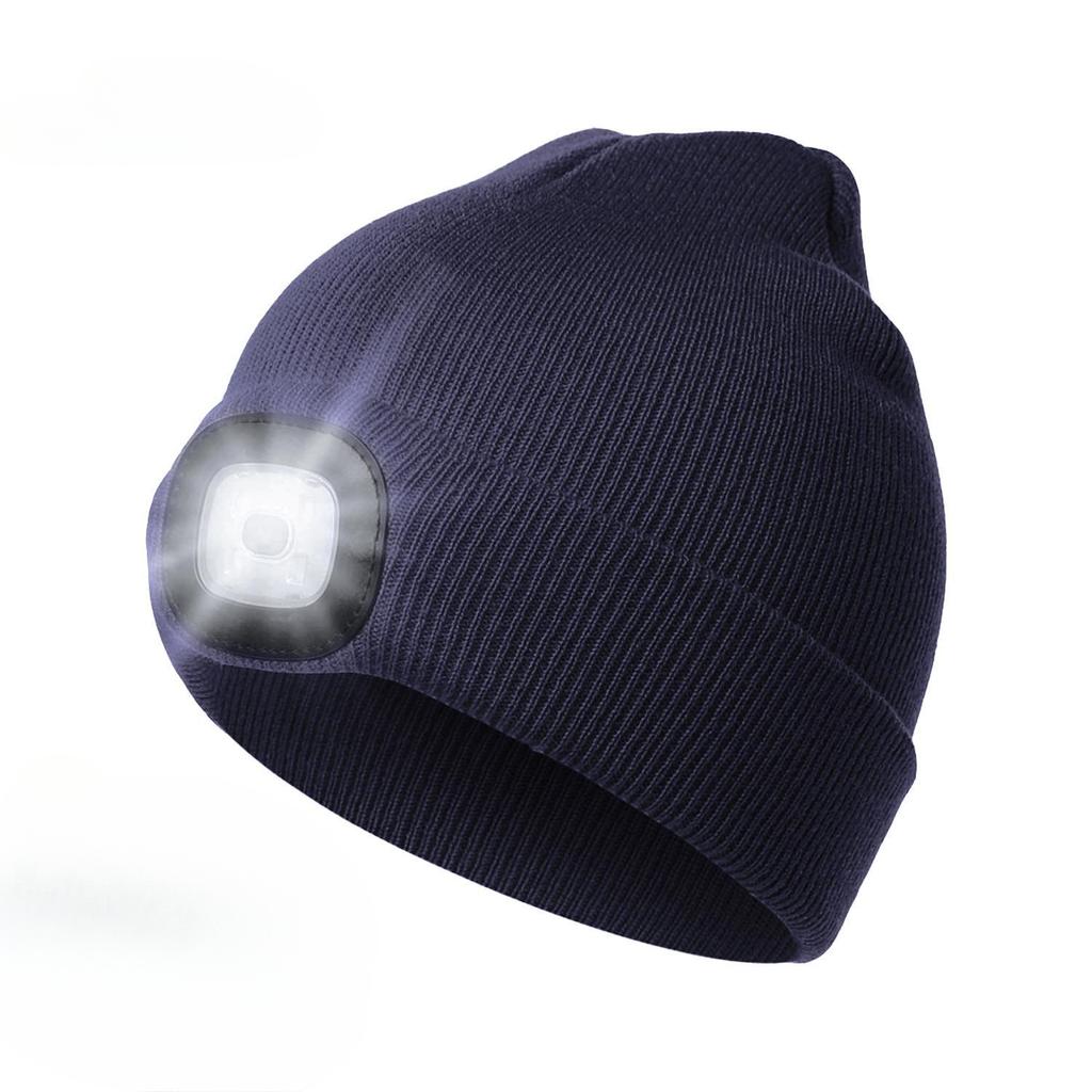 LED Beanie Hat with Light Unisex Warm Winter Hat USB Rechargeable Headlamp Cap Winter Knitted Night Lighted Hat Flashlight