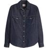 Levis Серия из Льна и Денима Простая Удобная Универсальная Повседневная Джинсовая Рубашка с Длинным Рукавом Женские Рубашки Темно-Синий 16786-0101
