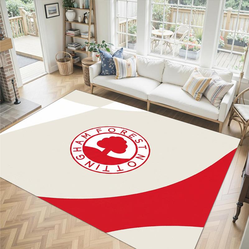 Nottingham Forest Football Design Crystal Velvet Carpet Cozy Non?Slip Printed Rug For Bedroom Living Room Entrance