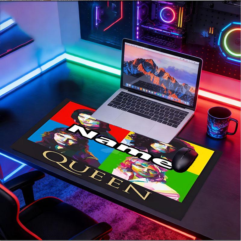 Custom Name Personalized Queen (band) Pattern Mousepad, Laptop PC Desk Mat, Decorative Desk Mat for Home Keyboard Pad Gift
