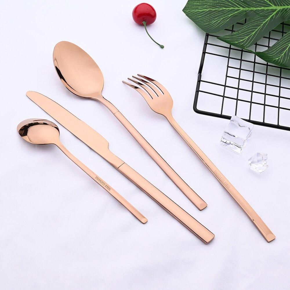 24 шт., черный набор столовых приборов, нож, вилка, ложка, набор столовой посуды, зеркало из нержавеющей стали, чайные ложки, столовые приборы, набор столового серебра