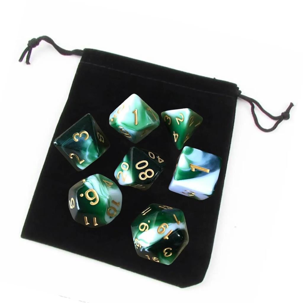 Набор акриловых многогранных кубиков, D8 D10 D12 D20, барные игрушки с мешочком для DND RPG, ролевой настольной игры, обучения математике