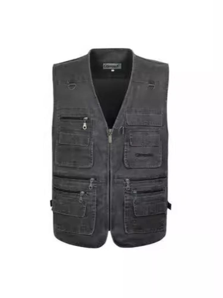 Мужской рабочий жилет без рукавов с множеством карманов, повседневный жилет в стиле милитари бежевого, хаки, темно-серого, темно-синего цвета, размеры XL-10XL