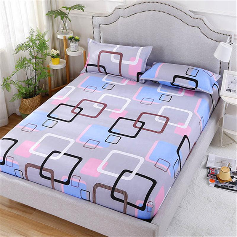 Fitted Sheet Mattress Cover with All-around Elastic Rubber Band Non Slip Dustproof Bed Sheet