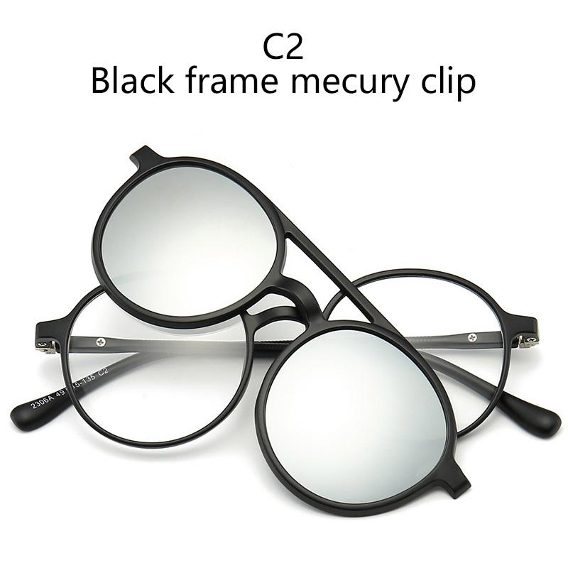 Myopia Sunglasses Fashion Round Women Men Polarized Magnetic Clip Glasses 6 in 1 Mirror Set Prescription Eyewear -1.0~6.0