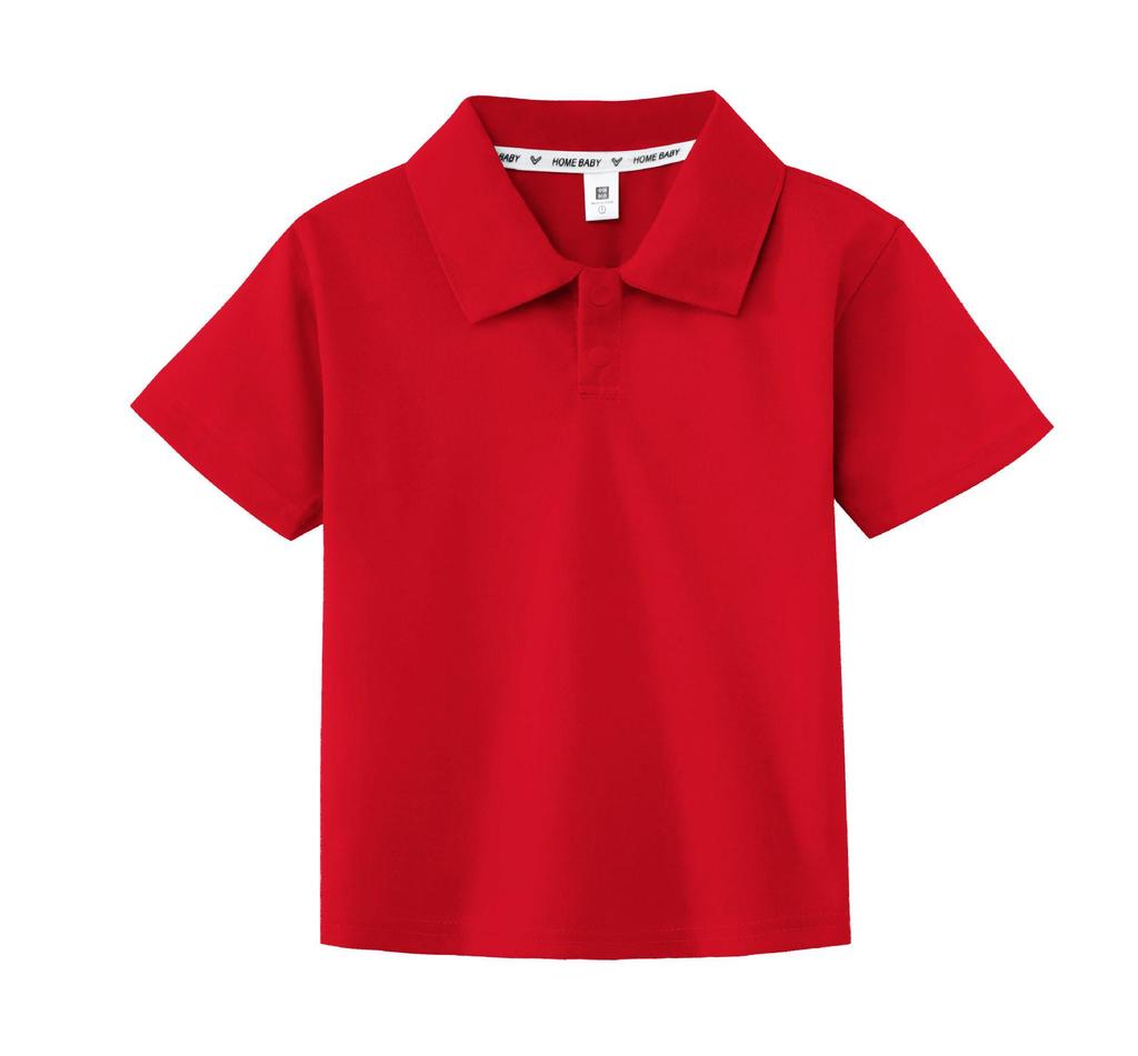Children's Customizable Solid Color Polo Shirt, Pure Cotton, Short Sleeve, Unisex Group Uniform.
